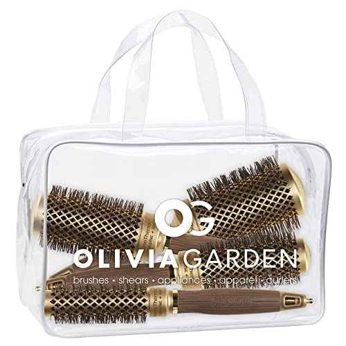 Olivia Garden NanoThermic Ceramic + Ion Round Thermal Hair Brush - Not Electrical - Professional Blowout Brush for Normal to Thick Hair - 1" to 2 1/8" - Diameter Barrel - NT-54, 44, 34, 24
