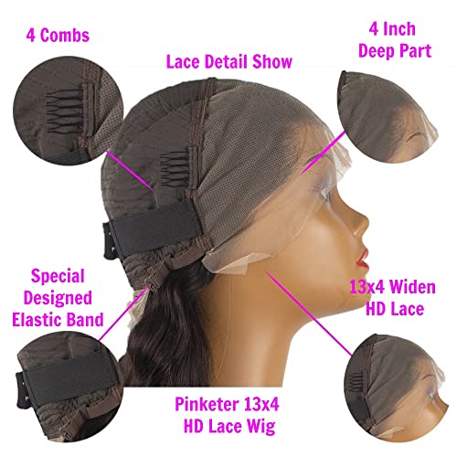 13x4 Deep Wave Lace Front Wigs Human Hair 180% Density Curly Human Hair Wigs for Black Women Wet and Wavy Wig Pre Plucked with Baby Hair (Deep Wave Wig, 22 Inch)