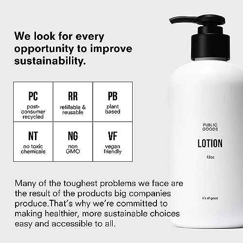Public Goods Body & Hand Lotion for Women & Men | Natural Moisturizing Daily Lotion for Dry & Itchy Skin | Paraben & Sulfate Free | Made with Organic Essential Oils | Made in Canada | 12 Fl Oz Bottle