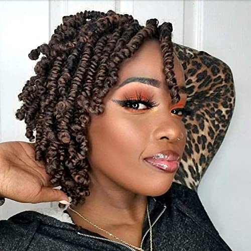8 Packs Short Bob Spring Twist Crochet Hair for Kids 8 Inch Pretwisted Passion Twist Crochet Hair Braids for Black Women (8 Inch, M30#)