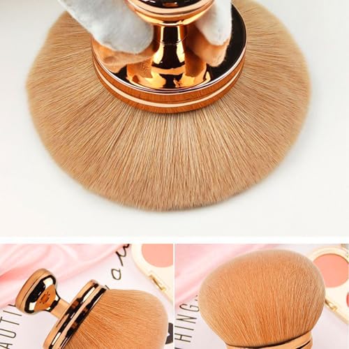 FUNAN Extra Large Body Makeup Brush For Self Tanner, Bronzer Blend &Self Tan Back Applicator, 75mm Wide-headed Kabuki Brush, Mushroom type Face Neck Body Leg Tanning Makeup Rose Gold