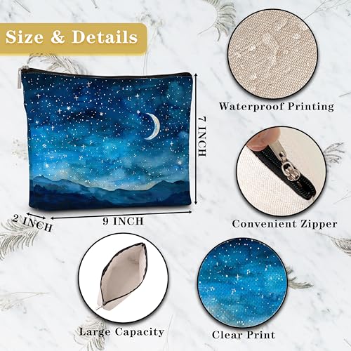 GREOXG Night Starry Sky Makeup Bag, Small Travel Cosmetic Bag with Zipper, Cute Makeup Pouch Gift Ideas for Women Teen Girls Friends Mom Sisters Teacher Birthday Christmas Wedding Graduation-E26