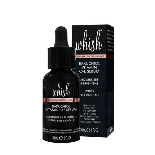 Whish Bakuchiol Retinol Face Serum with Vitamin C+E, Korean Plant-Based Anti-Aging Formula, 1oz