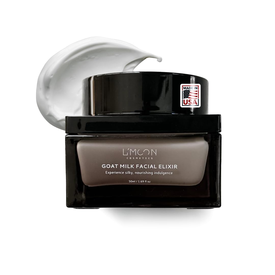 L'Moon Organic Goat Milk Facial Elixir Cream - Rejuvenating Face Cream, Anti-Aging Moisturizing Face Cream, Moisturizerface, Hydrating Facial, Fragrance Free Cream, Power Moisturizer Cream 1.69 fl oz