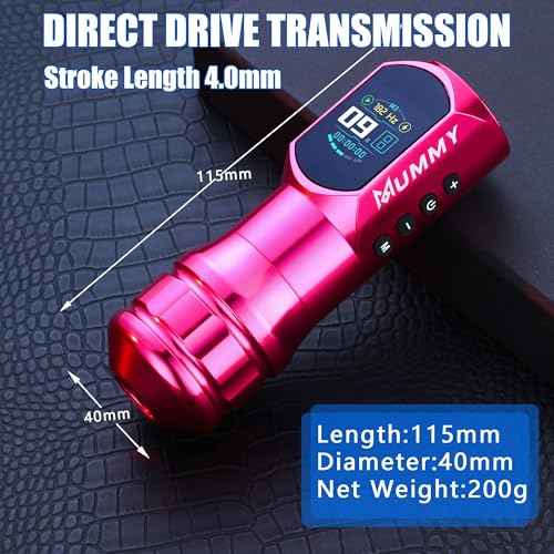 Mummy Tattoo Rotary Cartridge Machine Rotary Battery Pen with1500mAh Digital LED Display for Tattoo Equipment Supply (pink)