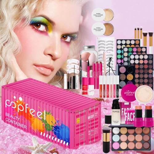 All-in-one Holiday Make up Gift Sets | Makeup Kit for Women Full Kit Teen Girls Xmas Beauty Essential Beginner Bundle Include Eyeshadow Palette Lipstick Blush Concealer Face Powder Mascara Lipgloss