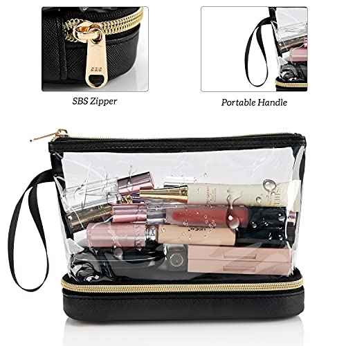 Ethereal Travel Makeup Bag, Clear Cosmetic Bag Make Up Organizer TSA Approved Toiletry Bag, Waterproof Pouch for Women Purse for Toiletries Accessories Brushes
