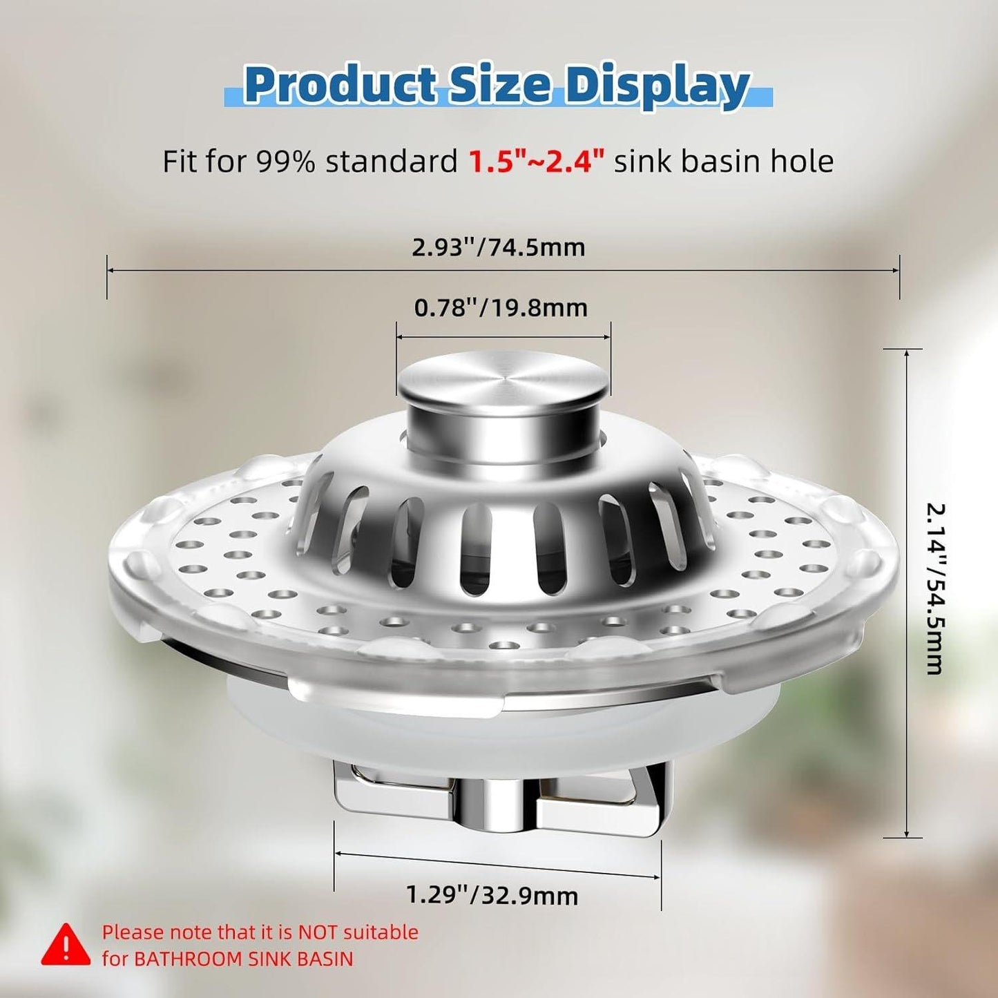 Push-Type Sink Drain Stopper - Stainless Steel, Transparent & Black Variants