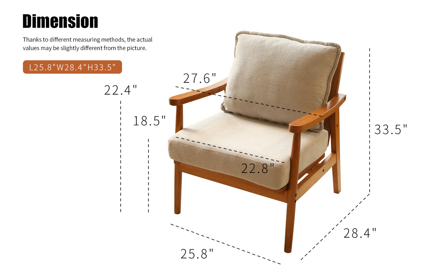 Cozy Grey Accent Chair with Solid Wood Frame - Comfy Armchair