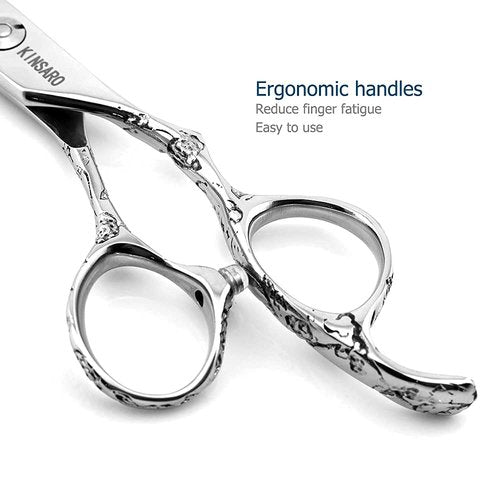 5.5" Barber Scissors Set Hair Scissors Professional Hair Cutting Shears Japan 440C Thinning Shears Convex 440C Blades Kinsaro
