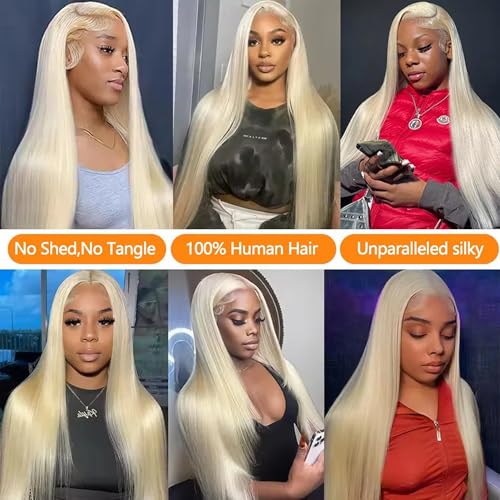 Blonde Straight Human Hair Bundles #613 Honey Blonde (30 32 34 Inch) Unprocessed Virgin Human Hair Extensions 3 Bundles 300g Total Double Weft for Black Women