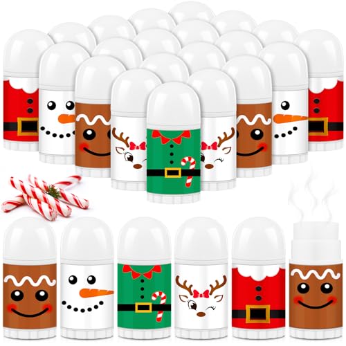 50 Pcs Christmas Peppermint Lip Balms Gifts Bulk, Mini Candy Scented Lip Moisturizer Xmas Party Stocking Stuffer Thank You Appreciation Gift for Women Coworker Staff Homeless (Xmas Character)