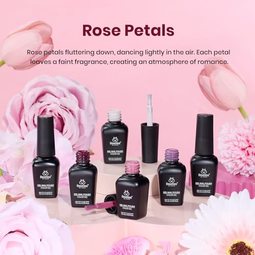 Beetles Burgundy Purple Gel Nail Polish Set - 6 Color Winter Purple Maroon Mauve Plum Gel Polish Kit, Soak Off UV LED Nail Gel for Autumn Manicure Nail Art Gifts for Women