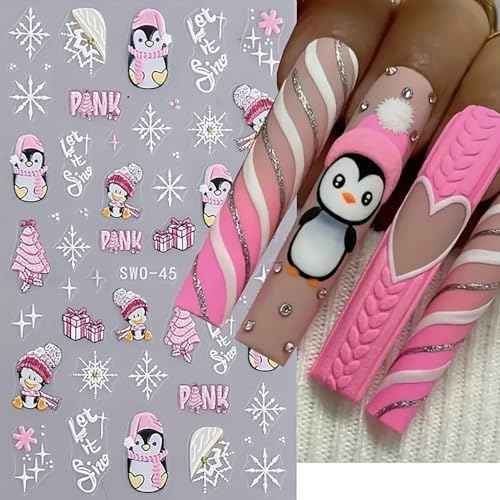 Christmas Nail Art Stickers - Santa Claus, Elk & Gingerbread Man Designs, Winter Xmas Decals, Self-Adhesive, Cute Supplies for Women, 6Pcs