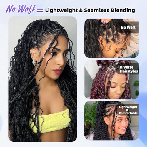 Deep Wave Human Braiding Hair for Boho Braids ? 18 Inch 120g 3 Bundles/Pack Natural Black, 100% Unprocessed 12A Brazilian Virgin Hair Bulk, No Weft, Wet & Wavy Curly Knotless Extensions