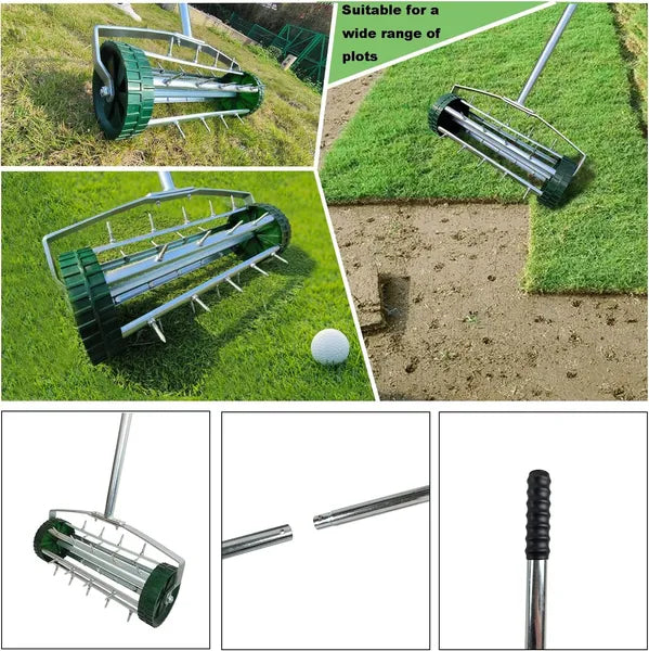 Heavy Duty Lawn Aerator with Steel Handle - Soil & Grass Maintenance Tool