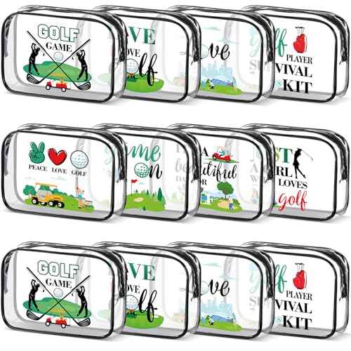 Kacctyen 12 Pcs Golf Pouch for Women 7 x 4. 7 x 2. 4 Inch Christmas Golf Gift Cosmetic Makeup Bags PVC Clear Cheer Case Toiletry Pouch for Women Purse Zipper Bulk Goodie Gifts Accessory Team Party