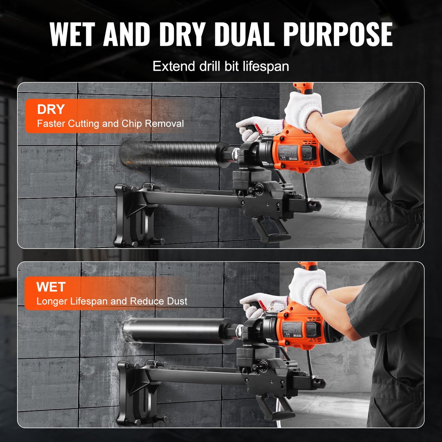Power Core Drill Machine 0.8-6.3 Inch Diameter 2000W Handheld & Stand