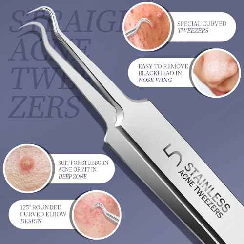 Teenitor Blackhead Remover Tools, Pimple Popper Tool Kit, Ingrown Hair Tweezers, Blackhead Extractor Pimple Extractor Ingrown Hair Removal Kit, Black Head Remover for Face