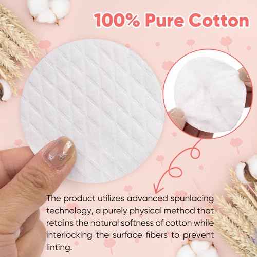 Extra Large Cotton Rounds, Diameter 3.14", 100% Pure Cotton Pads, Soft and Lint-Free, for Removing Makeup, Nail Polish, and Cleansing Face, 120 Count