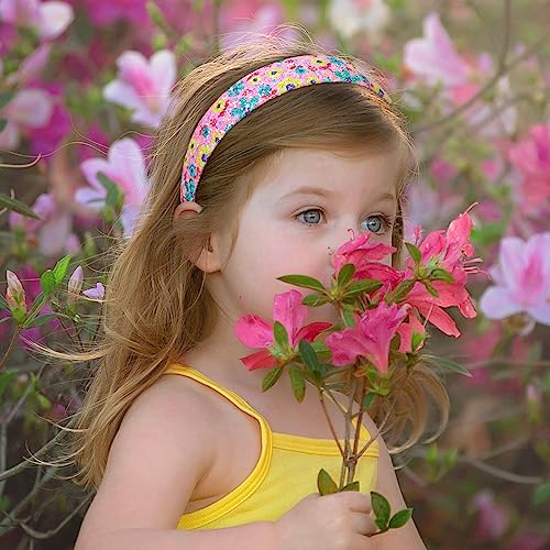 Fishdown Headbands for Girls 3 CM Wide, 6 Pack Sparkly Hair Bands for Kids, Flower Rainbow Sequin Girls Headbands for Kids Children Teens Women