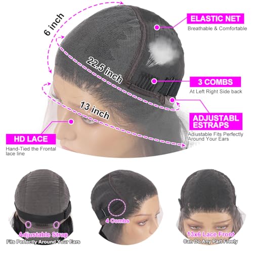 28 Inch Lace Front Wigs - Straight Human Hair, 180 Density, Glueless, 13x6 Frontal Wigs