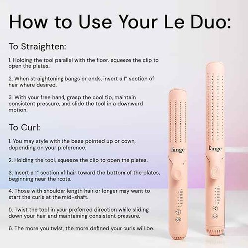 L'ANGE HAIR Le Duo Grande 360° Airflow Styler | 2-in-1 Curling Wand & Titanium Flat Iron Professional Hair Straightener and Curler with Cooling Air Vents to Lock in Style (Blush)