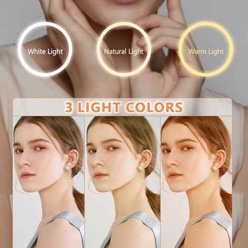 Auxmir 1X/30X Wall Mounted Makeup Mirror with Light, 8" Rechargeable Double-Sided Magnifying Mirror, Vanity Mirror Dimmable 3 Color Light, 360¡Æ Extension Rotation Foldable 14.5 Inch Arm, Black