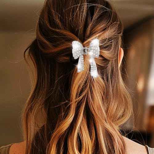 Fashey Rhinestone Claw Clips Gold Bow Hair Clip Small Metal Hair Claw Clips Hair Accessories for Women