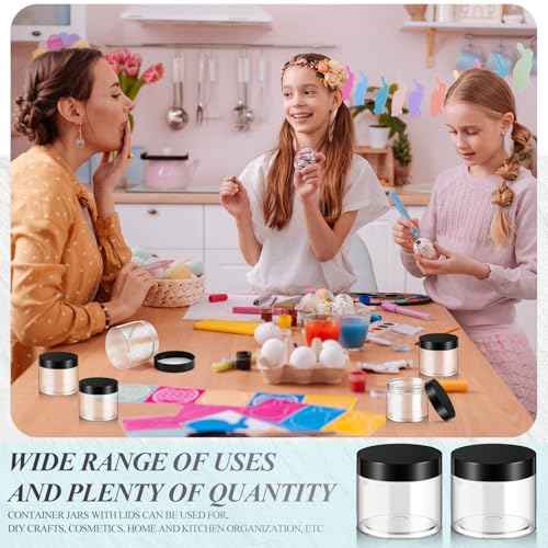 SATINIOR 36 Pieces 1 oz Plastic Jars with Lids Wide Mouth Airtight Reusable Container Acrylic Cosmetic Small Jars for Lotions Ointments Travel Toiletries Creams Make up Storage(Black)