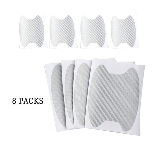 8PCS Car Door Handle Sticker, Carbon Fiber Anti-Scratches Car Door Cup Protector, Non-Marking Auto Door Handle Protective Film for All Cars (Silver/8 PCS)