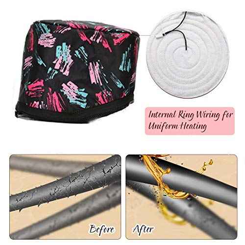 Alotlucky Hair Thermal Steamer Treatment SPA Cap Nourishing Care Hat with Adjustable Temperature Control,Moisturize and Nourish, Hair Care for Home Use(Black)