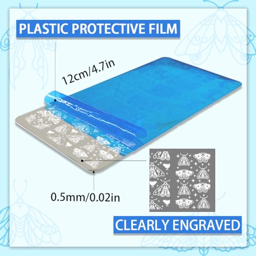 PH PandaHall 3pcs Tarot Nail Art Stamping Plate, 63 Pattern Fantasy Moth Nail Stamper Fantasy Elements Nail Stamping Plate Print Nail Stencils Stainless Steel Nail Image Plates for Nail Art Design