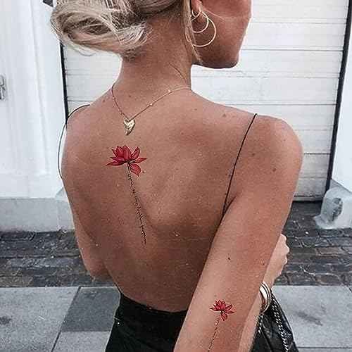 Ooopsi 10 Sheets Large Flower Temporary Tattoos - Sexy Body Tattoo Sticker for Women Girl for Arms Legs Shoulder or Back