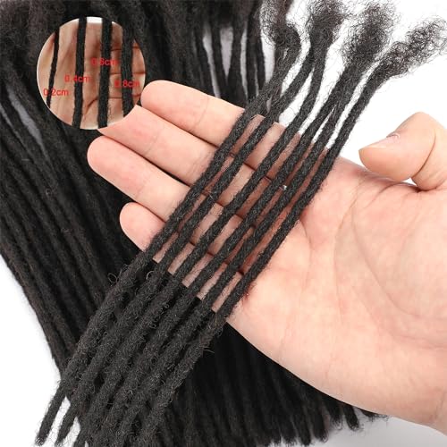 Loc Extension Human Hair 6 Inch 70 Strands Human Hair Loc Extensions Permanent Dreadlock Extensions for Women Men (Width 0.4cm #1B)