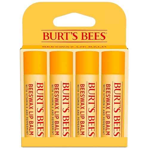 Burt's Bees Lip Balm - Original Beeswax, Lip Moisturizer With Responsibly Sourced Beeswax, Tint-Free, Natural Origin Conditioning Treatment, 4 Tubes, 0.15 oz.
