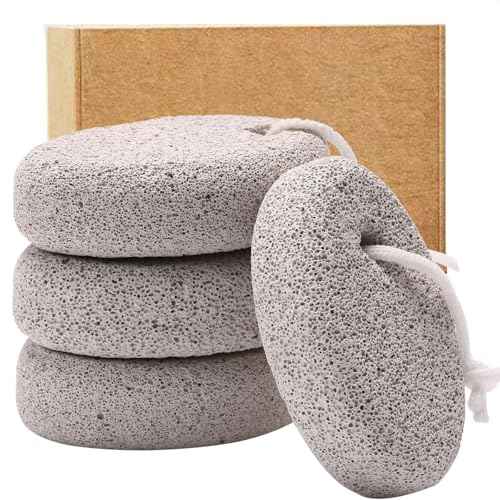 4-Pack Natural Pumice Stone for Feet, Borogo Lava Pedicure Tools Hard Skin Callus Remover for Feet and Hands - Natural Foot File Exfoliation to Remove Dead Skin, Heels, Elbows, Hands
