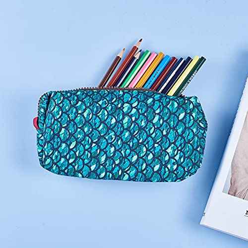 LParkin Mermaid Large Capacity Canvas Pencil Case Pen Bag Pouch Stationary Case Makeup Cosmetic Bag