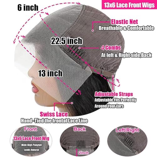 22 Inch Deep Wave Lace Front Wigs Human Hair 200 Density 13x6 HD Transparent Lace Front Wigs Human Hair Pre Plcked Curly Human Hair Wig for Women Deep Wave Frontal Wigs Human Hair