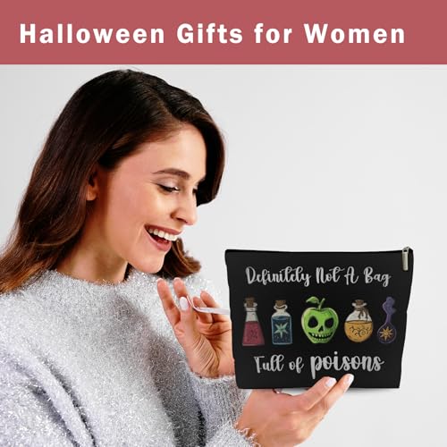 Definitely Not A Bag Full of Poisons Makeup Bag, Witchy Gifts for Women, Villains Inspired Cosmetic Bag with Zipper