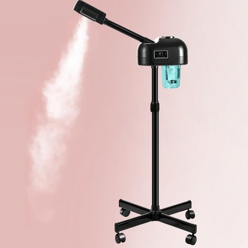 Professional Facial Steamer for Estheticians, Vaporizador Face Steamer with Timer Function, Hot Spray, Stand Facial Steamer on Wheels, Home & Salon SPA