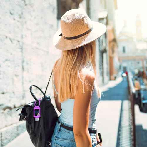 6Pcs Travel Size Empty Hand Sanitizer Holder with Silicone Keychain, 2 oz Leak Proof Refillable Plastic Bottles Portable Travel Containers with Detachable Silicone Case