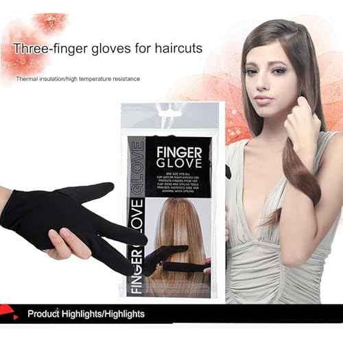 3 Finger Barber Glove Heat Resistant Gloves for Hair Styling 1 Pcs Curling Wand Glove Reusable Hair Dye Glove(black,M)
