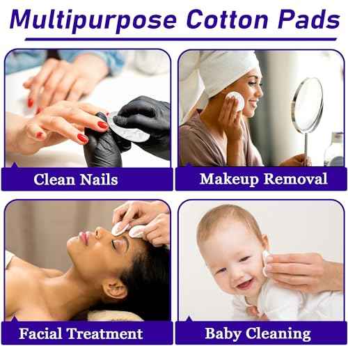 Premium Cotton Pads for Face, 300 Count Round Makeup Remover Pads, 100% Pure & Natural Organic Cotton Rounds, Lint-Free Facial Pads Cleansing Cotton (100 Count (Pack of 3))
