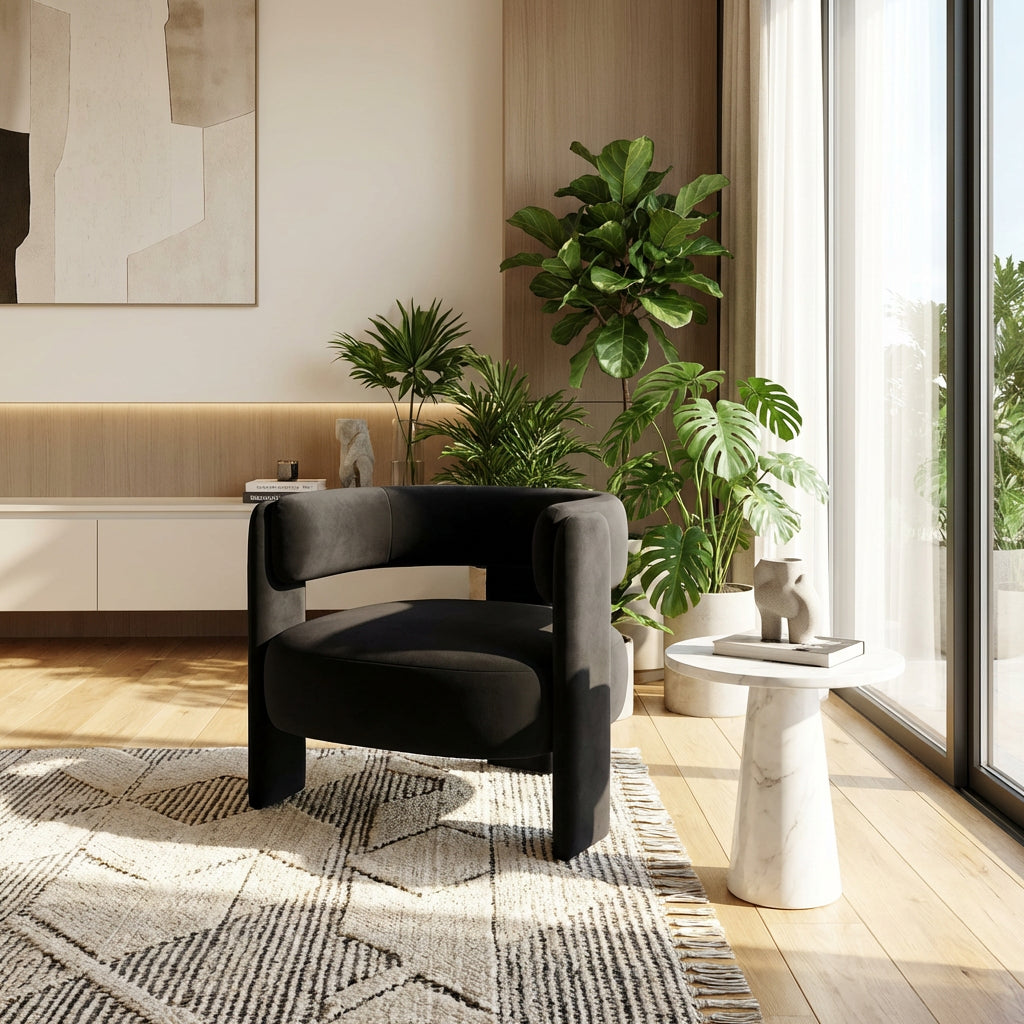 Modern Velvet Accent Chair - Comfy Single Sofa for Living Room