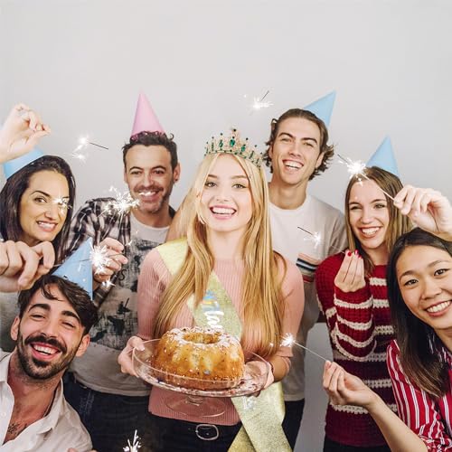 Green Birthday Crown and Sash Tiara for Women and Girls, Crystal Rhinestone Tiara for Birthday Party, Wedding, Quinceanera, Prom, Festival, EF8277