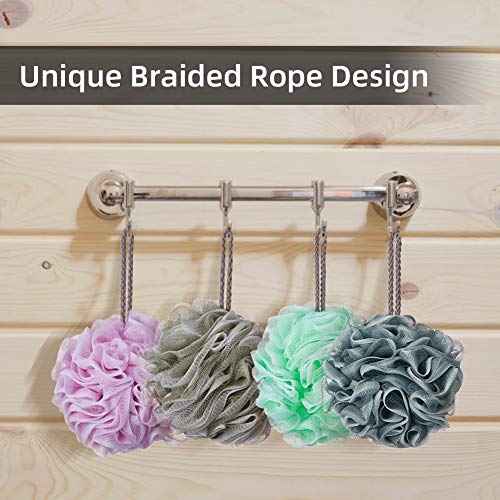 Loofah Bath Sponge Luffa Loofa Body Scrubber Soft Mesh Pouf Wash Puff Shower Puff Shower Ball Exfoliating Shower Sponge Pack of 4 (60g/pcs)