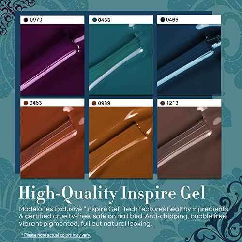 modelones Gel Nail Polish Set 6 Dark Colors, Morandi Shades Wine Purple Prussian Blue Brown Gel Polish High Pigmented Nail Art Kit Soak Off Manicure at Home DIY Women Girl Gift