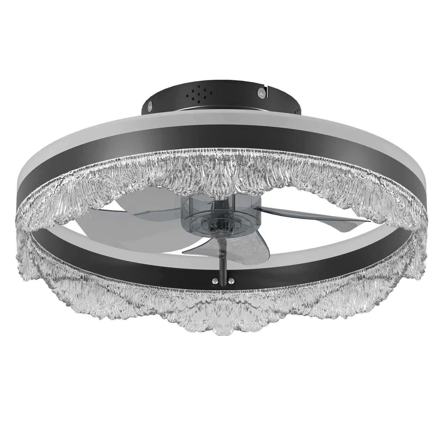 Quiet Ceiling Fan with Light - LED Crystal Flush Mount Design