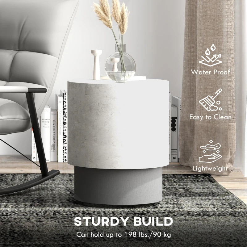 Round Lightweight Accent Table with Concrete Finish - Gray